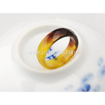 Fashion Natural 6MM Yellow Agate Gemstone Faceted Women Rings